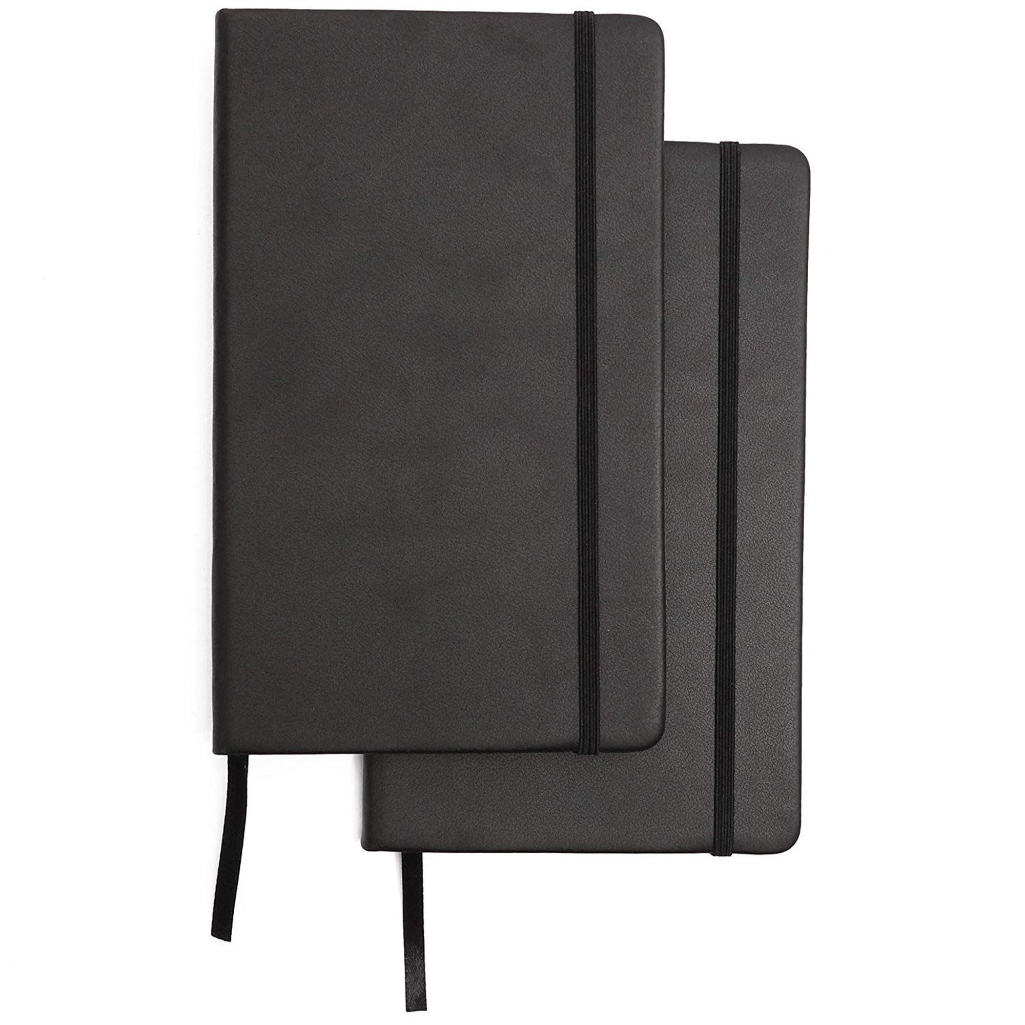 2 Packs Black Hard Cover Travel Journal Notebook Note Book Pad, Lined