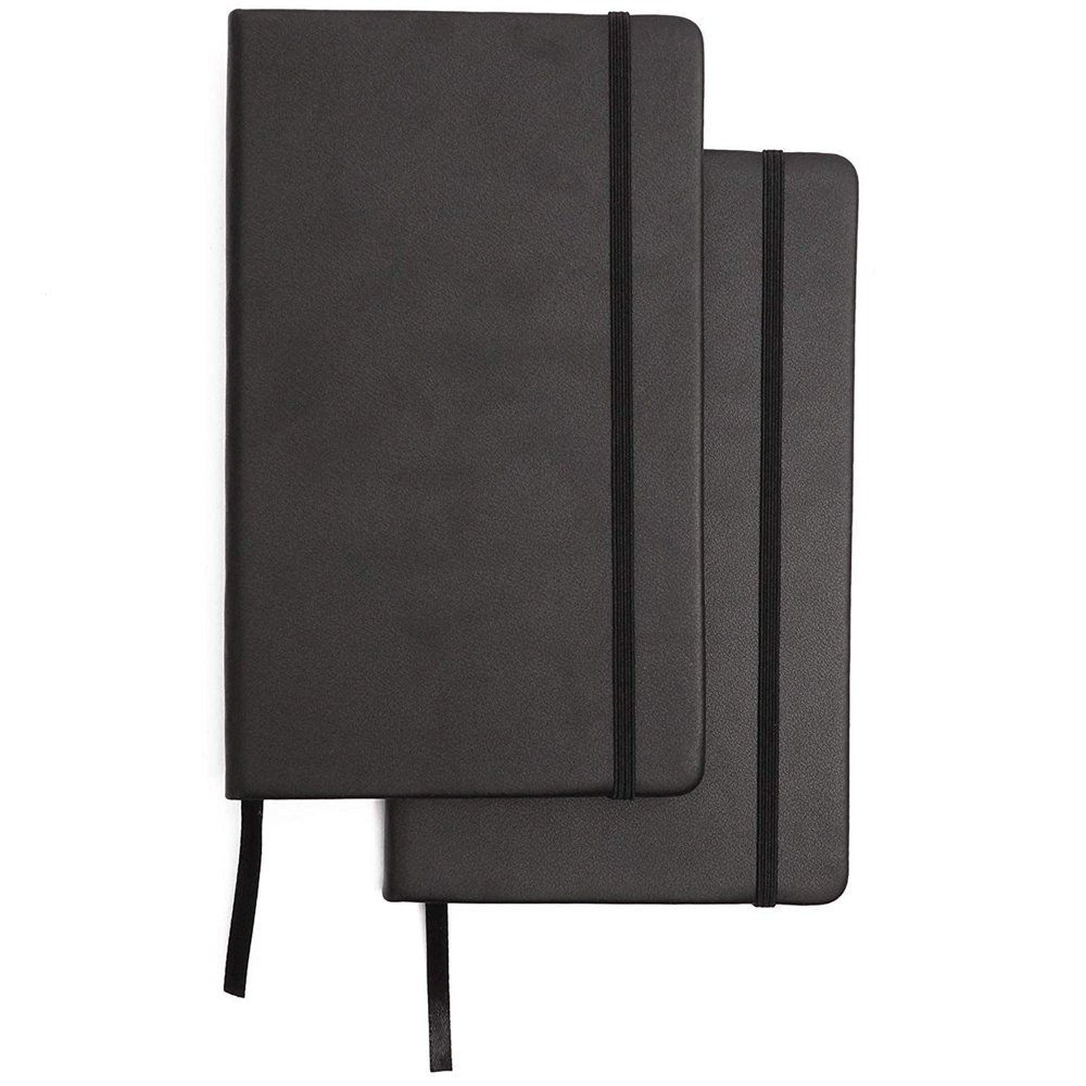 2 Packs Black Hard Cover Travel Journal Notebook Note Book Pad, Lined