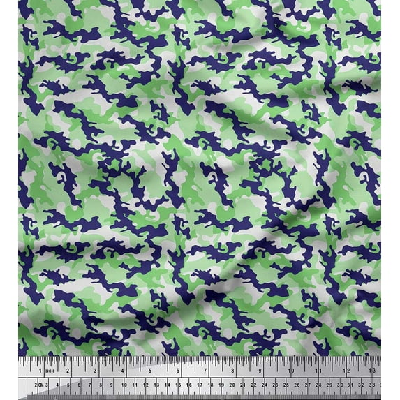 Soimoi Velvet Fabric Two Tone With White Camouflage Print Sewing Fabric Yard 58 Inch Wide