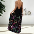 thumbnail image 6 of Lovzfmll Loungewear Dress for Women Printed Spaghetti Strap with Low Back Casual Maxi Dress Black-A S, 6 of 6