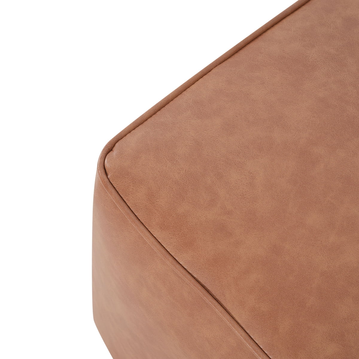 Square PU Leather Ottoman Tan Brown Modern Upholstered Furniture