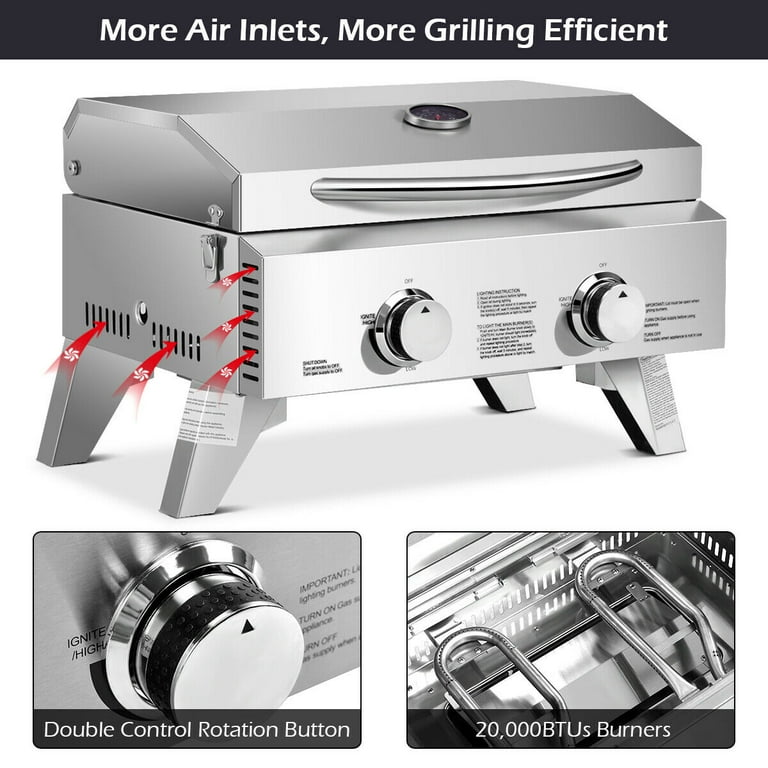 Gymax 2 Burner Portable BBQ Table Top Propane Gas Grill Stainless Steel Gymax 2 Burner Portable BBQ Table Top Propane Gas Grill Stainless Steel