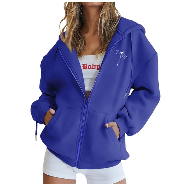 Chandails à Capuche Zippés pour Femmes Rabais de 50 % en Liquidation Mode Fermeture Éclair Col en V Hauts à Enfiler Manches Longues Blouse à Capuche Imprimée Chandail