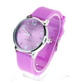 thumbnail image 2 of SA106 Womens Minimal Modern Silicone Round Rhinestone Analog Wrist Watch Pink, 2 of 4