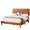 Orange Brown, variant on Frostbloom Queen Size Faux Leather Upholstered Platform Bed Frame with Adjustable Headboard, Orange Brown