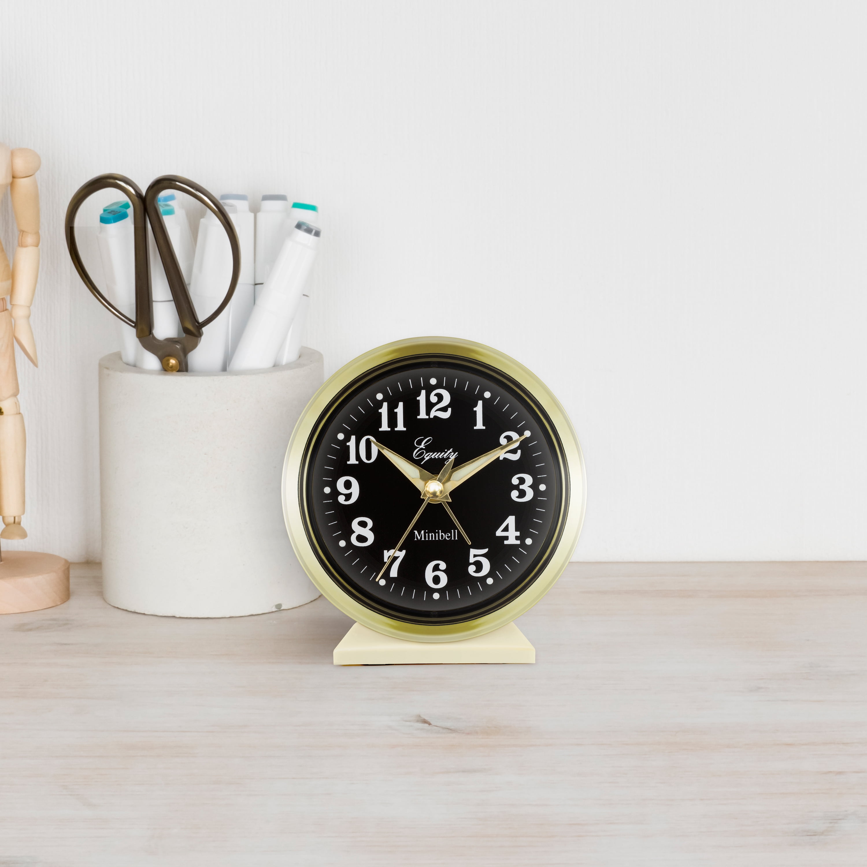 Equity Brass-finished Metal Analog Keywind Alarm Clock, 12020