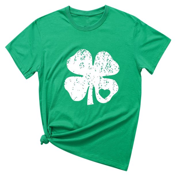 Camiseta de cuello redondo para mujer a la moda del Día de San Patricio, camiseta de manga corta, camiseta estampada, blusa Pompotops hkajfhjk459953