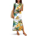 thumbnail image 3 of KUIFORTI Hawaii Matching Couple Outfits for Romantic Date Tropical Hibiscus Summer Husband and Wife Clothing Loose Swing Sundresses with Pockets Washable Fashionable, 3 of 7