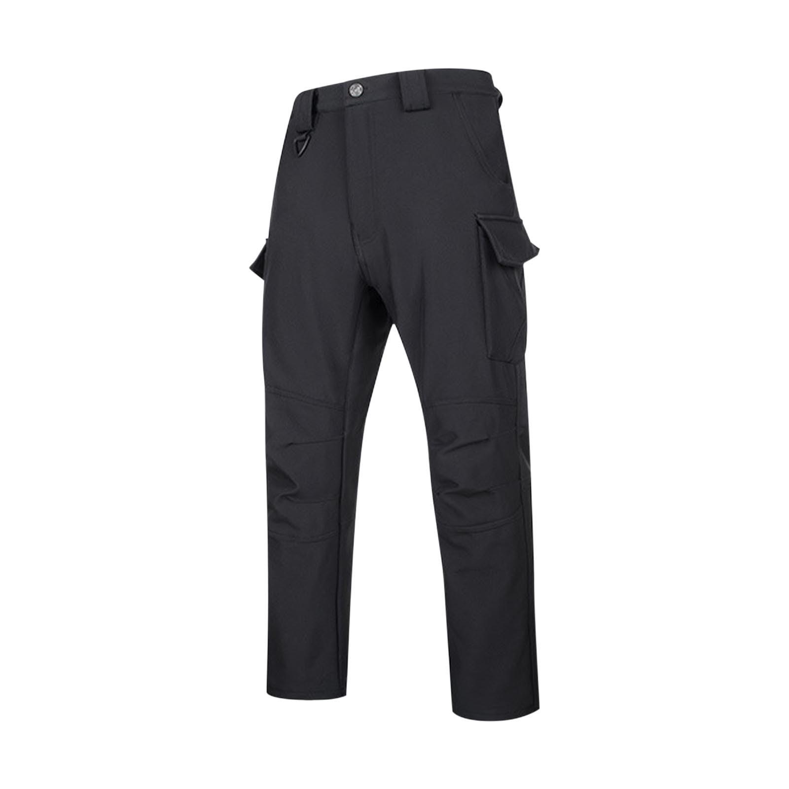 Jgppe Men's Outdoor Pants Thicken Warm Cargo Pants Fleece Lined ...