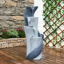 Waterfall Fountain Outdoor Fountains Garden Simple Column S-Shaped Indoor Water Features Outdoor Patio Deck Yard Balconies Home Pool Office Decor 35.43 Inch Resin