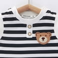 thumbnail image 4 of mgoYE Baby Boy Romper Size 3-6 Months Baby Unisex Bodysuits Bear Pattern Sleeveless Striped Bodysuit Soft Playwear for Girls Boys Slip Clothes Black, 4 of 5
