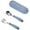 Blue, variant on Dream Lifestyle 2Pcs/Set Kids Utensils Stainless Steel Baby Fork and Spoon Safe Travel Toddler Utensils Set Kids Cute Baby Flatware with Round Silicone Handle for Baby