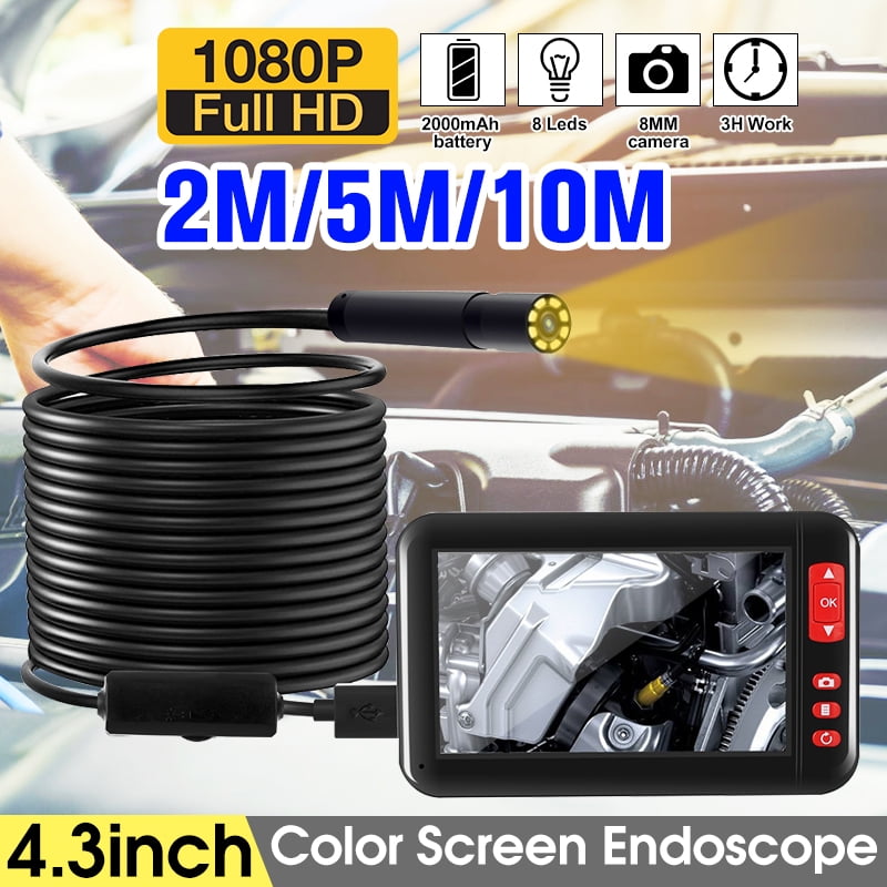 AMONIDA 1080p Handheld Endoscope Camera 4.3 Inch LCD Screen Portable Waterproof Borescope Inspection Camera Car Maintaining Mechanical Inspection 