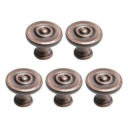 Gold Knobs For Dresser Zinc Alloy Knobs 23mm Round Wardrobe Dresser Knobs Pull Handle for Home Office Hotel Cupboard Cabinet Copper Tone 5pcs ()
