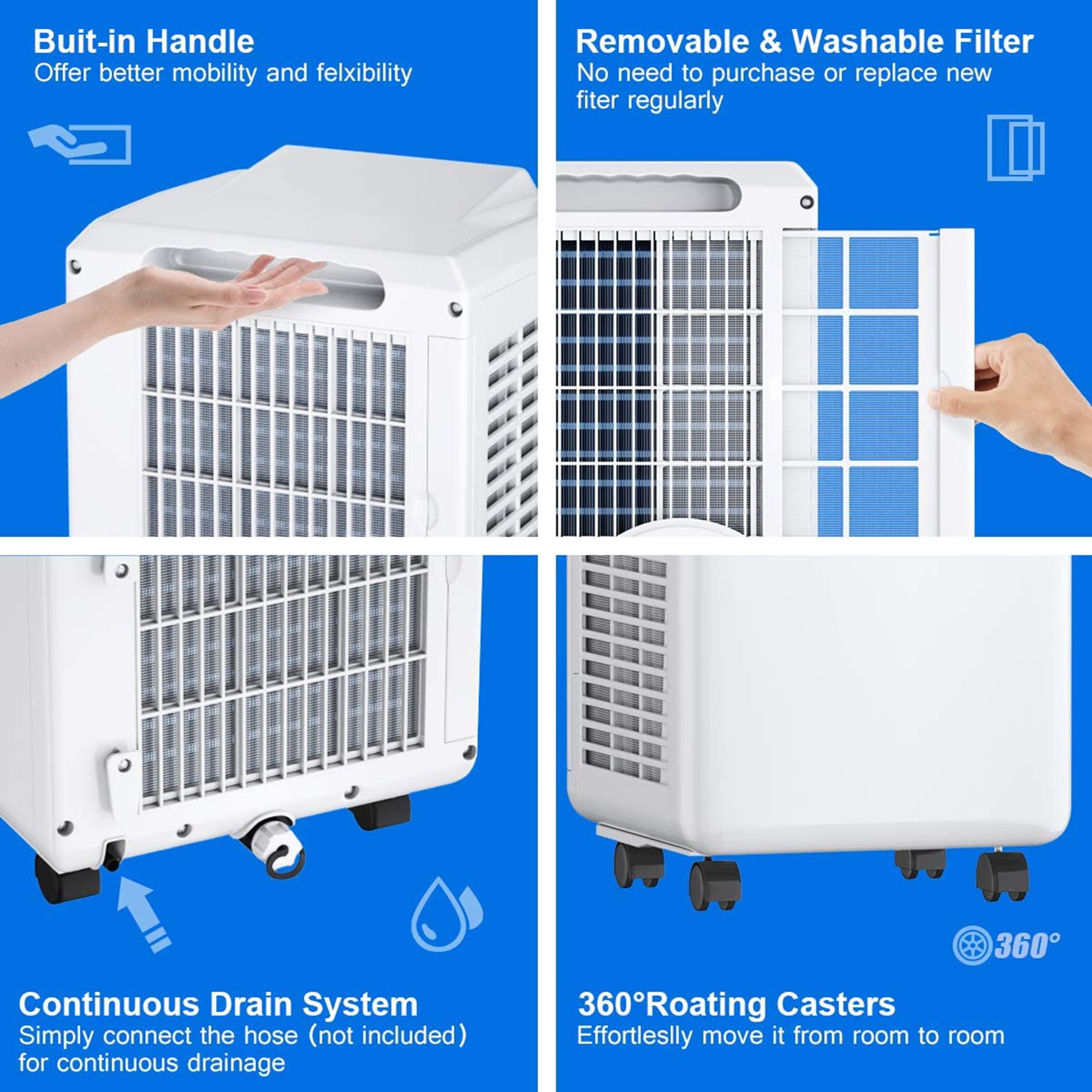 Gymax 3-in 1 Portable Air Conditioner Cooler Fan Dehumidifier 8000BTU with Wheels