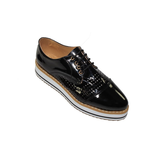 ZAPATO CASUAL LEON MUJER DAMA NEGRO CHAROL 450 LEON 450p