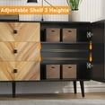 thumbnail image 3 of Luku 55" Modern 3 Drawer Storage Cabinet with Adjustable Shelf, Woodgrain Sideboard Buffet with Doors, Free Standing Buffet Table for Dining Room, Entryway, 3 of 6