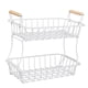 thumbnail image 2 of Cesta de frutas para encimera, recipiente para servir, gran capacidad, 2 niveles, almacenamiento de alambre metálico Blanco, 2 of 9