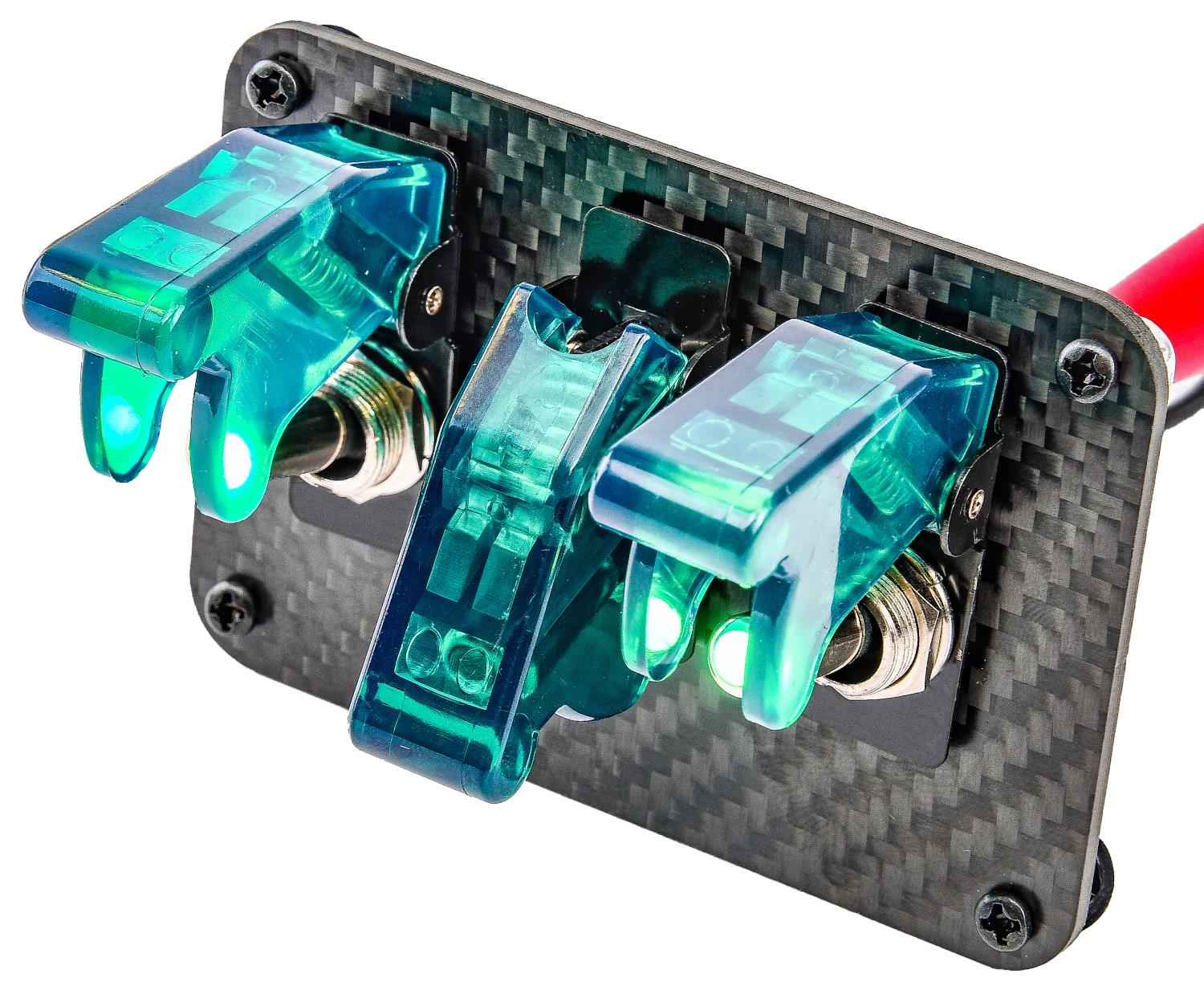 JEGS 11036 3Toggle Switch Panel with Switches Carbon Fiber