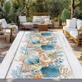thumbnail image 2 of Vintage Beach Coastal Outdoor Rug 3x5 Ft - Reversible Patio Rug Outdoor Camping Rugs, Nautical Shell Starfish Coral Summer Indoor Outdoor Area Rugs, Non-Slip Outdoor Carpet Runner for Deck/Porch, 2 of 8