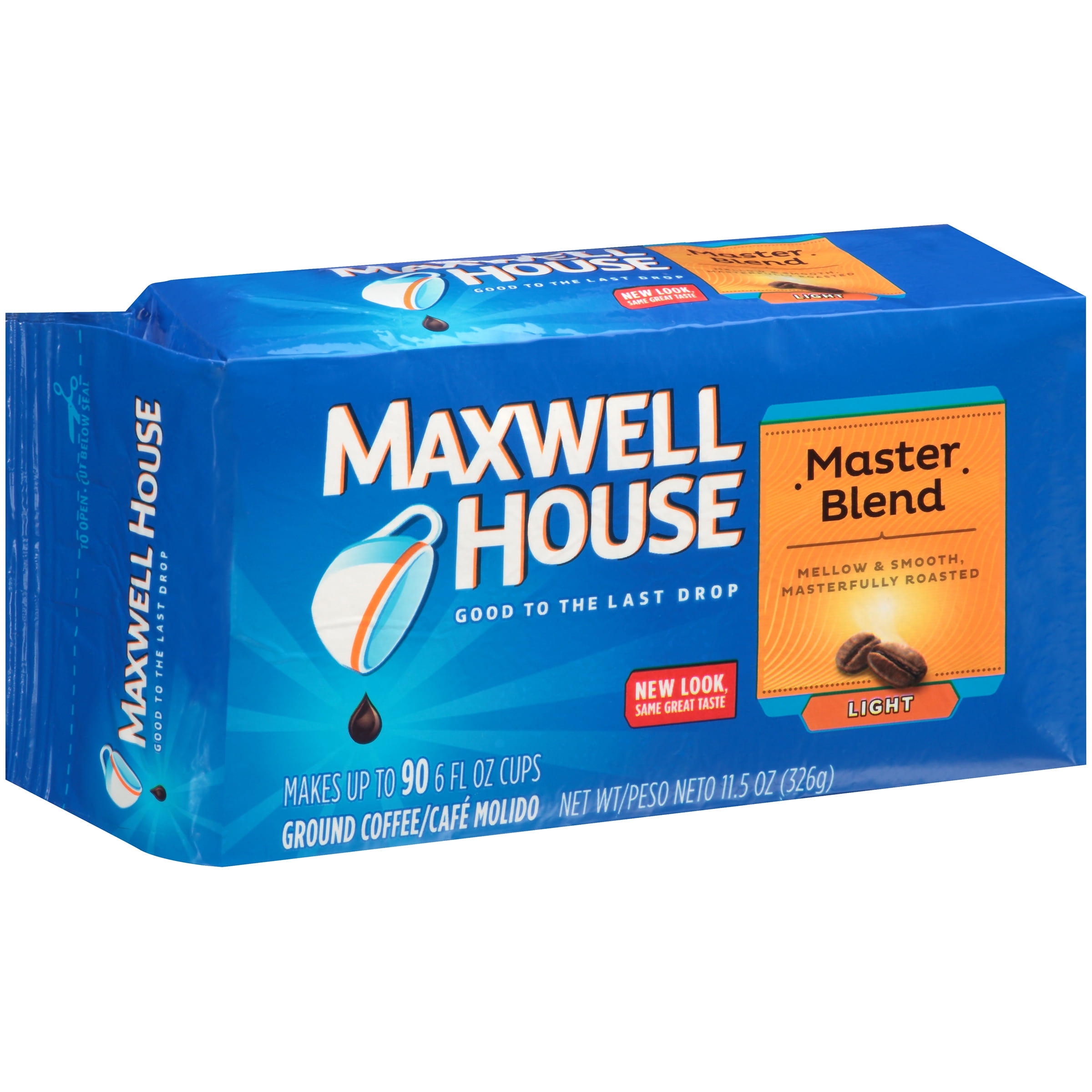 Maxwell House Master Blend Light Roast Ground Coffee, Caffeinated, 11.05 oz Vacuum Pack