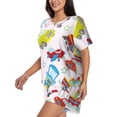 thumbnail image 2 of Fotbe Cute Transport Print Pajama Set for Women 2 Piece Loungewear Short Sleeve Tops and Shorts Set Soft Sleepwear-Large, 2 of 7