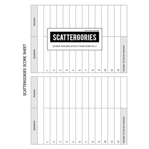 Pre-Owned BG Publishing Scattergories Score Sheet: Scattergories Game Record Keeper for Keep Track Of Who's Ahead In Your Favorite Creative Thinking Category Ba