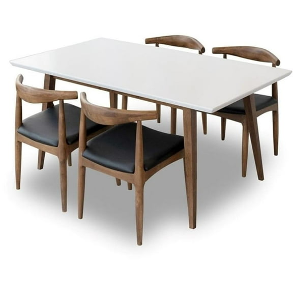 Briella Modern Solid Wood Walnut Dining Room & Kitchen Table and Chair Set of 4