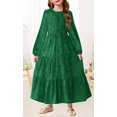 thumbnail image 2 of Vestido de niña con flores MITILLY, manga larga, corte A, 6 años, verde oscuro, 2 of 5