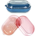 thumbnail image 1 of Plastic Travel Soap Container, 2pcs Portable Soap Holder Travel Case, Leak-Proof Soap Case with Drain for Shower Traveling (red + Blue), 1 of 5