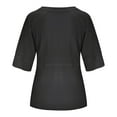 thumbnail image 4 of UPPADA Summer 3/4 Sleeve Tops for Women, Womens Summer Casual Crewneck Blouses 3/4 Sleeve T Shirts Solid Color Loose Tops, 4 of 5