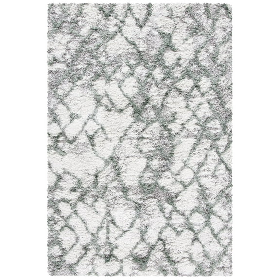 SAFAVIEH Horizon Milica Abstract Shag Area Rug, Ivory/Green, 6' x 9'