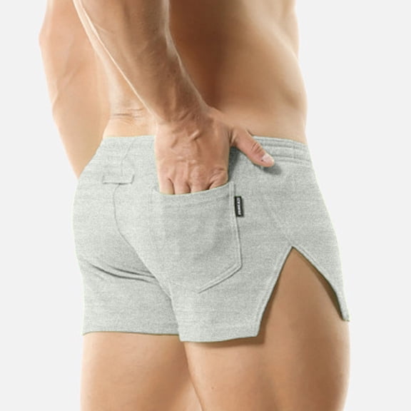Glisme Men Shorts Casual Male Solid Color Trend Youth Summer Fitness Running Shorts For Men Travel Golf Camping Grey