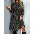 thumbnail image 5 of Cupshe Women's A Line Midi Dress Flowy Swing Speckled Print Long Sleeve High Neck Ruffle Fall Dress Multicoloured, 5 of 7