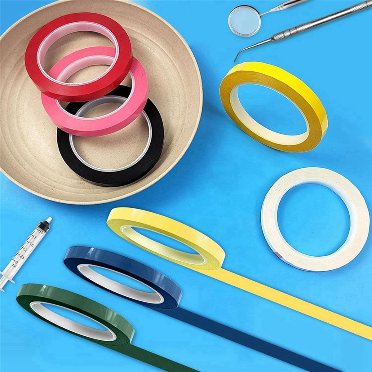 32 Rolls of Tape for Instruments Identification, 216 Ft/L X 0.4 In/W Colors Autoclave Tape - Autoclavable 270°F(8 Color),32 rolls x tape,Mixed Color