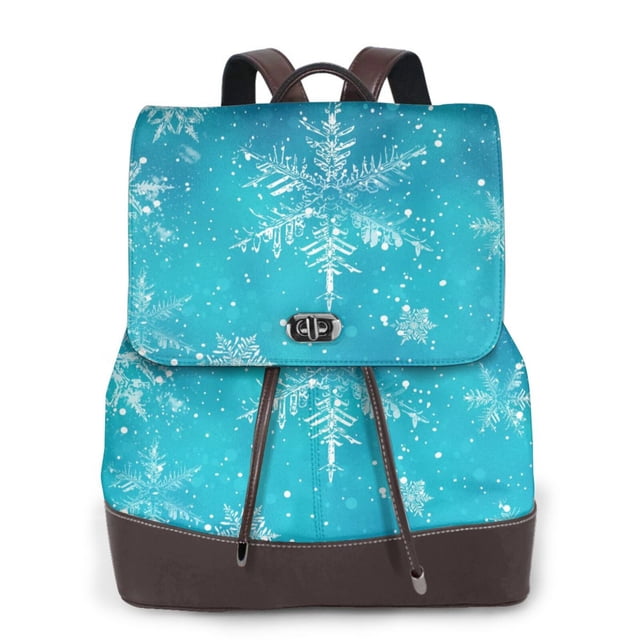 Balery Christmas Snow Mochila de Cuero para Mujeres, Gran Capacidad, Bolsa de Viaje Multifuncional, Mochila de Cuero y Bolsa de Hombro para Mujeres