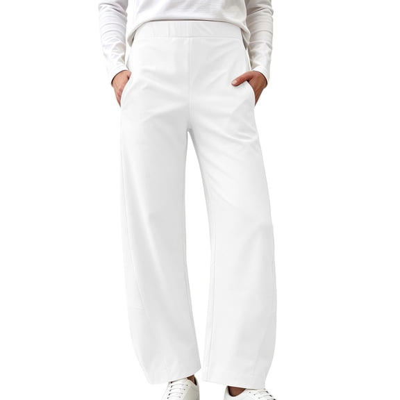 cfhntfmh Rain Pants for Women Lightweight Waterproof Pants with Pockets High Waisted Loose Fit Workout Hiking Pants (White,X-Large)