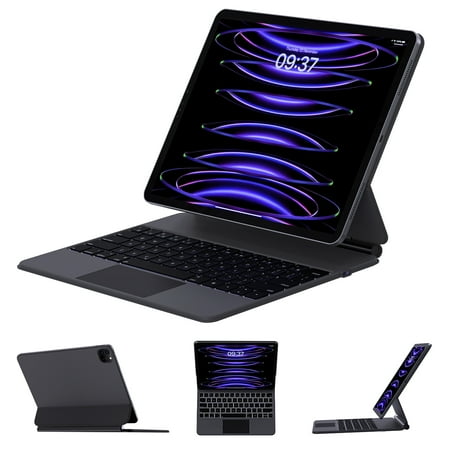 AUSDOM Case with Keyboard,6th/5th/4th/3rd Generation,Magnetic Floating,Multi-Touch Trackpad,Black