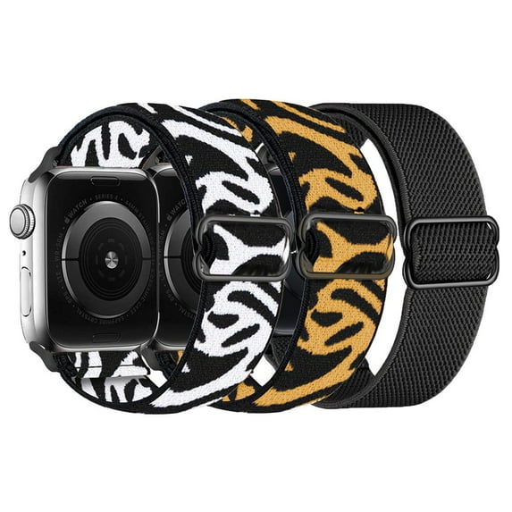 3 Pack Stretchy Solo Loop for Apple Watch Bands 44mm 42mm 40mm 38mm 45mm 41mm, Adjustable Braided Sport Elastic Nylon Bands for Apple Watch SE / iWatch Series Ultra 3 4 5 se 6 7 8 Women Men