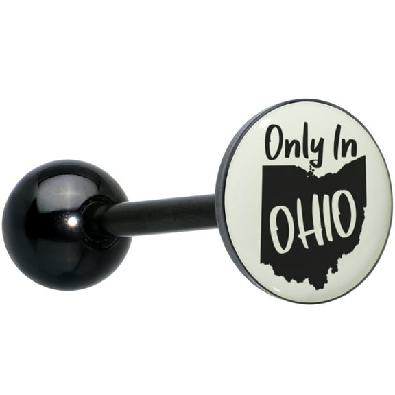 Body Candy 14G Women 316L Stainless Steel Glow in the Dark Black Anodized Only In Ohio Mens Barbell Tongue Ring Body Piercing Jewelry 5/8”