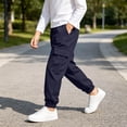 thumbnail image 7 of ZBSOKO Cargo Joggers for Boys Elastic Waist Elastic Cuff Fashion Track Pants with Multi Pockets Running Workout Pant Sizes 5-15 Years, 7 of 7