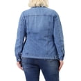 thumbnail image 3 of Unique Bargains Women's Plus Size Long Sleeve Button Front Washed Denim Jacket, 3 of 7