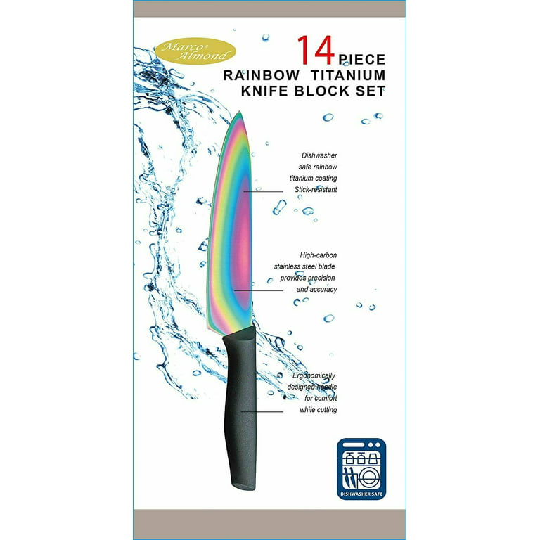 Dishwasher Safe Rainbow Titanium Cutlery Knife Set, Marco Almond Kya27 Kitchen 