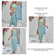 thumbnail image 5 of Crop top vestido sin mangas elegante asimétrico casual slit Halter Masajeadores de cuello mujeres dos piezas trajes para viajes calle azul S, 5 of 6