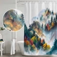thumbnail image 5 of Fall Trees Shower Curtain, Waterproof Shower Curtains for Bathroom, Natural Autumn Forest Fog Natural Scenery Washable Fabric Bathtub Curtain Set Bath Decor with 12 Hooks Stall 36"x72", 5 of 8