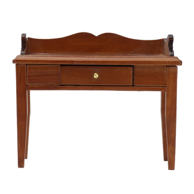 Writing Desk 1:12 Maroon Mini Doll House Study Desk Writing Desk Decoration with Drawer
