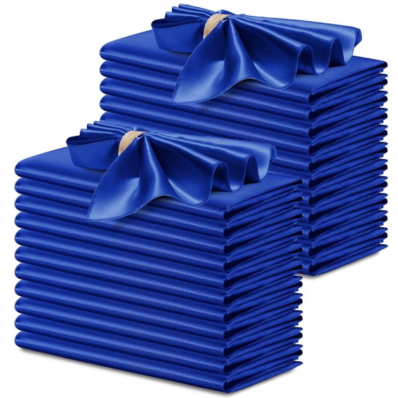 Servilletas de tela P Pothuiny, satinadas, azul real, 24 unidades, 43 x 43 cm