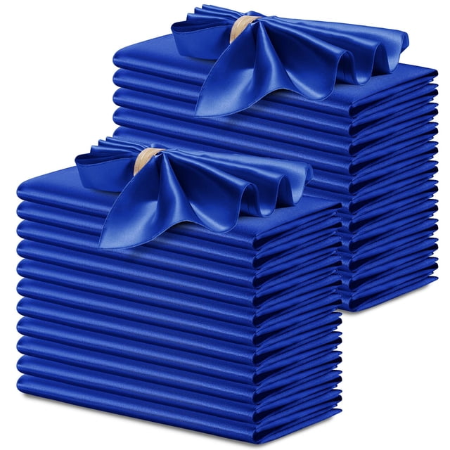 Servilletas de tela P Pothuiny, satinadas, azul real, 24 unidades, 43 x 43 cm