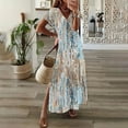 thumbnail image 2 of Cmfcve Women's Summer Floral Dresses Plus Size Hem Split Beach Vacation Dress Short Sleeve V-Neck Hawaiian Long Dress, 2 of 3