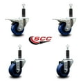 thumbnail image 2 of 3 Inch Solid Poly Swivel 1 Inch Expanding Stem Caster Set 2 Total Lock Brakes, 2 of 2